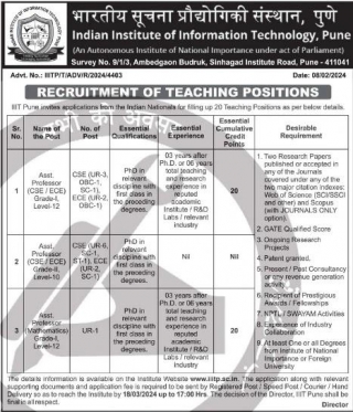 IIIT Pune Recruitment 2024 Apply For 35 Teaching, Non Teaching Posts