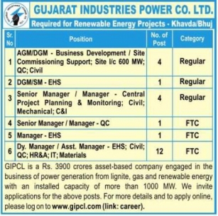GIPCL Recruitment 2024 Apply Online (23 Manager Level Vacancies)