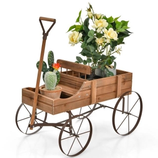 Wooden Garden Flower Planter Wagon Wheel Plant Bed Only $39.95 Shipped (Reg. $80!)