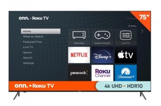 Onn. 75-Inch 4K LED Frameless Roku Smart TV ONLY $448 (Reg $498) + FREE Shipping