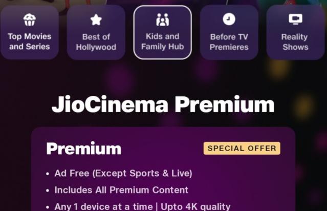 Jio Cinema - Premium Plans - Disruptive Pricing at its best