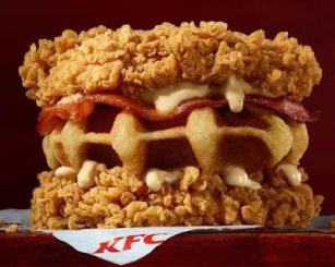 Waffle-Stuffed Chicken Sandwiches - KFC Australia's New Waffle Double Features Two Chicken Buns (TrendHunter.com)