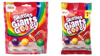 Oversized Textural Candy Products - Skittles Giants Gooey Have A Soft Filling Inside A Crunchy Shell (TrendHunter.com)