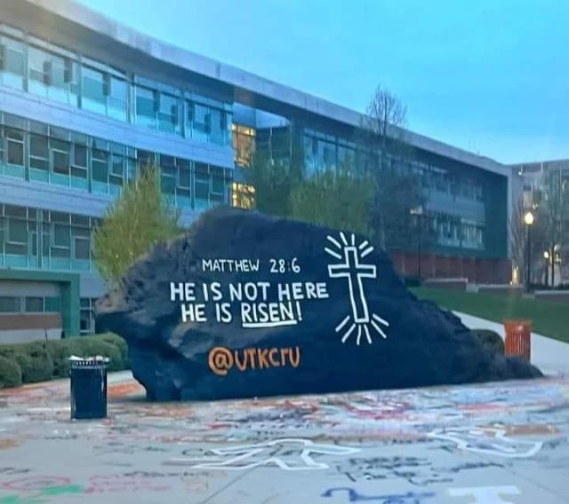 The Rock at UT Painted for Easter