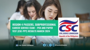 Region 4 Passers SubProfessional: March 2024 Civil Service Exam Result