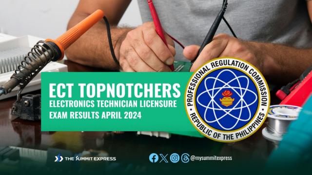 RESULT: April 2024 ECT board exam top 10 passers