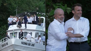 Presidents Macron And Lula Arrive On Brazilian Island Of Combu