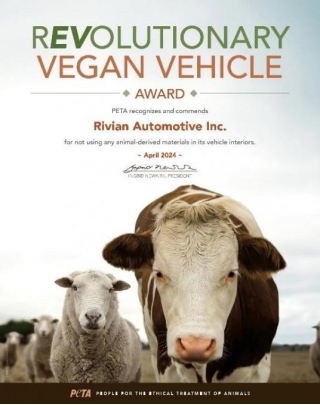 Rivian Receives Award From PETA For Making Its Vehicles 100% Cruelty-free