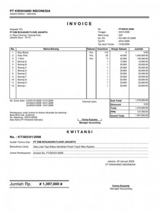 Contoh Invoice Pembayaran Dan Penjualan Yang Umum Digunakan Dalam Transaksi