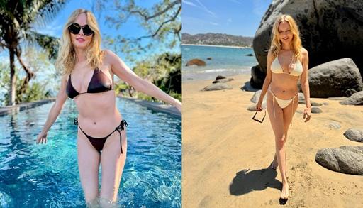 Which bathing suit does Heather Graham look better in?