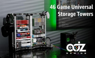 ADZ Universal Game Holder – 46 Game Storage Tower Rack For PS2 PS3 PS4 PS5 PSP Xbox 360 Xbox One Series X Wii Switch Games DVD And Blu-Ray Disks. Includes 2 Controller Mounts
