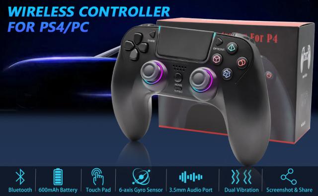 ARCELI Wireless Controller for PS4 -Controller Wireless for PS4/Pro/Slim/PC, Bluetooth Gamepad Joystick with Dual Vibration Touch Panel 3.5mm Audio Jack Six-Axis Buttons Upgraded Ergonomic Controller