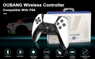 OUBANG Controller For PS4 Controller, Remote For Elite PS4 Controller With Turbo, Steam Gamepad Fits Playstation 4 Controller With Back Paddles, Scuf Controllers For PS4/Pro/PC/IOS/Android White