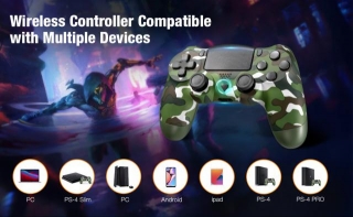 RYTM Wireless Controller For PS4, Bluetooth High Performance Gamepad With Dual Motor Feedback | 6-Axis Sensor | LED Touch Pad,Compatible With Playstation 4/Slim/Pro/Pc