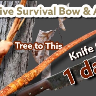 Making A Primitive BOW & ARROW Using Only A KNIFE!