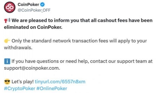 Crypto Poker Site CoinPoker Launches CSOP Tournament Series With $1M Pot And Removes Cashout Fees