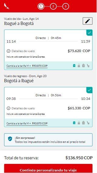 TIQUETES AVIANCA DESDE $ 98.100