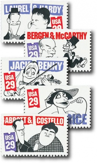 A SERIES OF STAMPS FEATURING CLASSIC COMEDIANS FROM YESTERYEAR