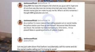 Nollywood Actress Etinosa Calls Out Anonymous BBN Graduate Over Alleged Debt