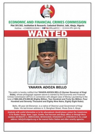 BREAKING: EFCC Declares Yahaya Bello Wanted
