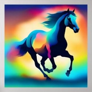 Colorful Watercolor Horse Poster