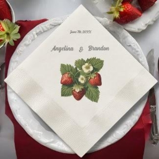 Vintage Strawberries - Paper Napkins  For Farm House  Weddings