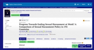 ¿Progresos Para Acabar Con El Acoso Sexual En El Trabajo? Comparación De Las Políticas Contra El Acoso Sexual En 192 Países