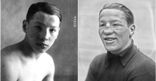 Portraits Of Boxer Fred Bretonnel In 1920 At The Age Of 15 And In 1928 At The Age Of 23