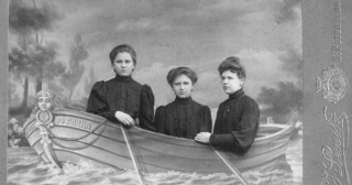 Studio Portraits Of Russians Posing In Fake Boats From The Turn Of The Century