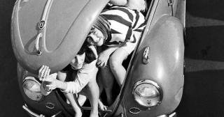Teenagers Cramming Into A VW Beetle, 1964